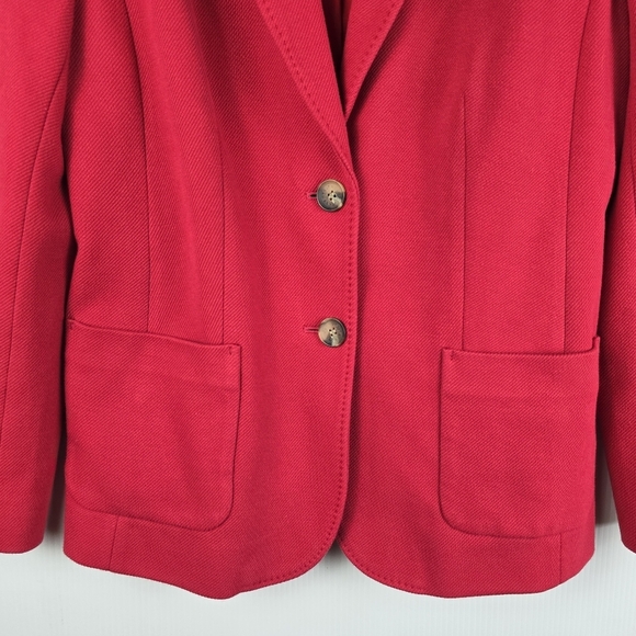 Talbots Women's Aberdeen Red Cotton Blend Blazer 2 Button Closure Size 10 Office - Picture 3 of 14